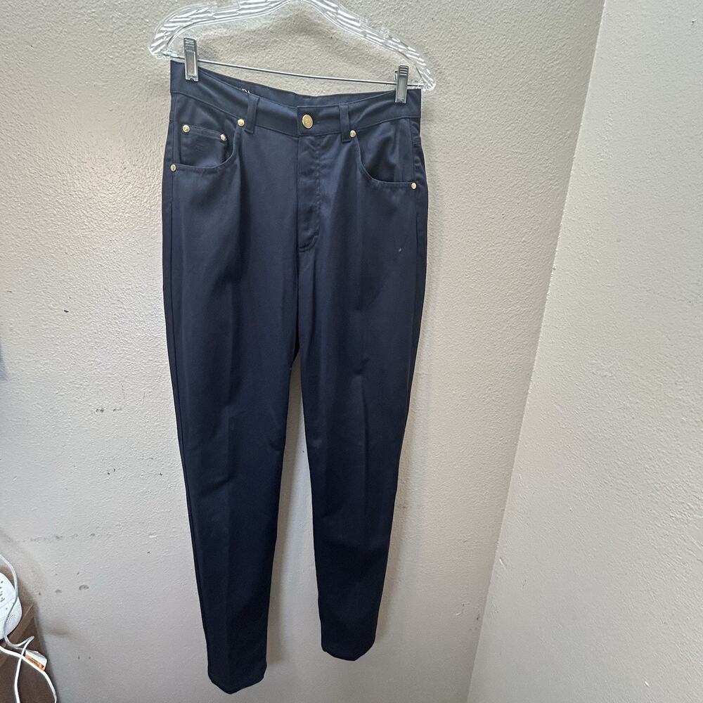 Escada Sport Cotton Straight Leg Pants Navy Vintage 90s Size 40 29x34” High Rise